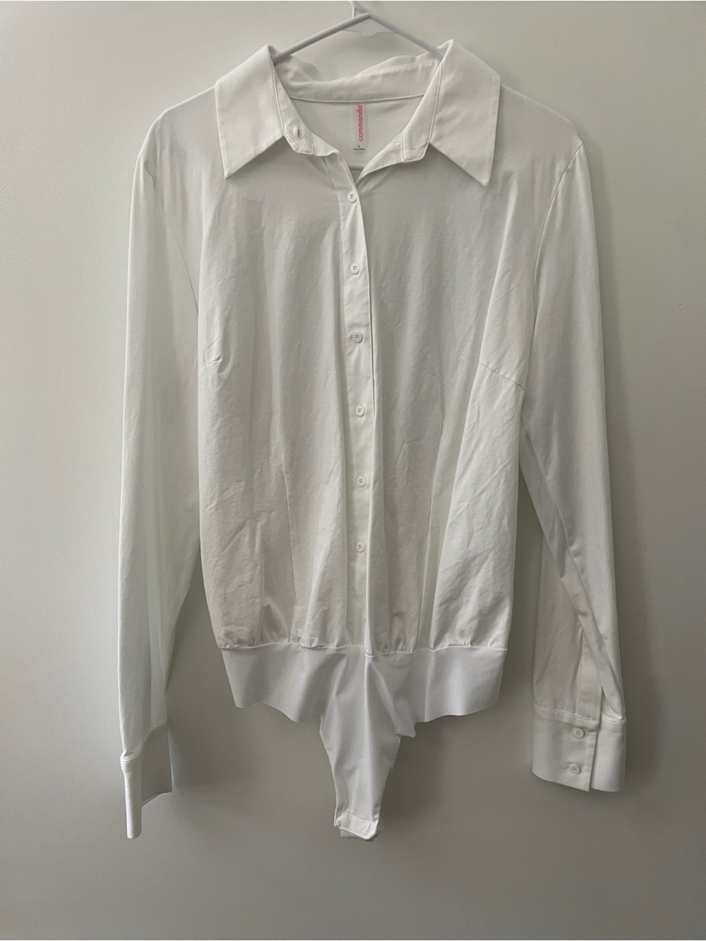 NWOT Commando White Button-Up Bodysuit Collared Shirt
